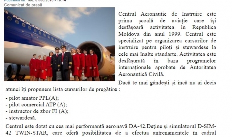 Prima şcoală de aviaţie din Moldova este în insolvenţă: Reprezentanţii APP nu vin la ...
